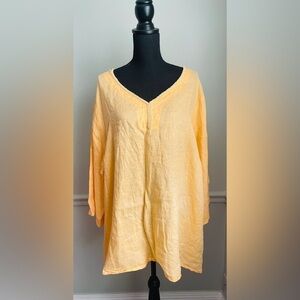 Avenue Orange V Neck Bead 3/4 Sleeve Tunic Blouse Top Size 26/28